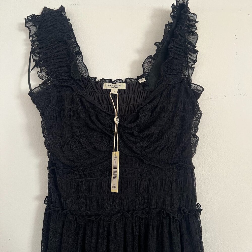 NWT Max Studio Mesh Sleeveless Maxi Dress Black Size Small